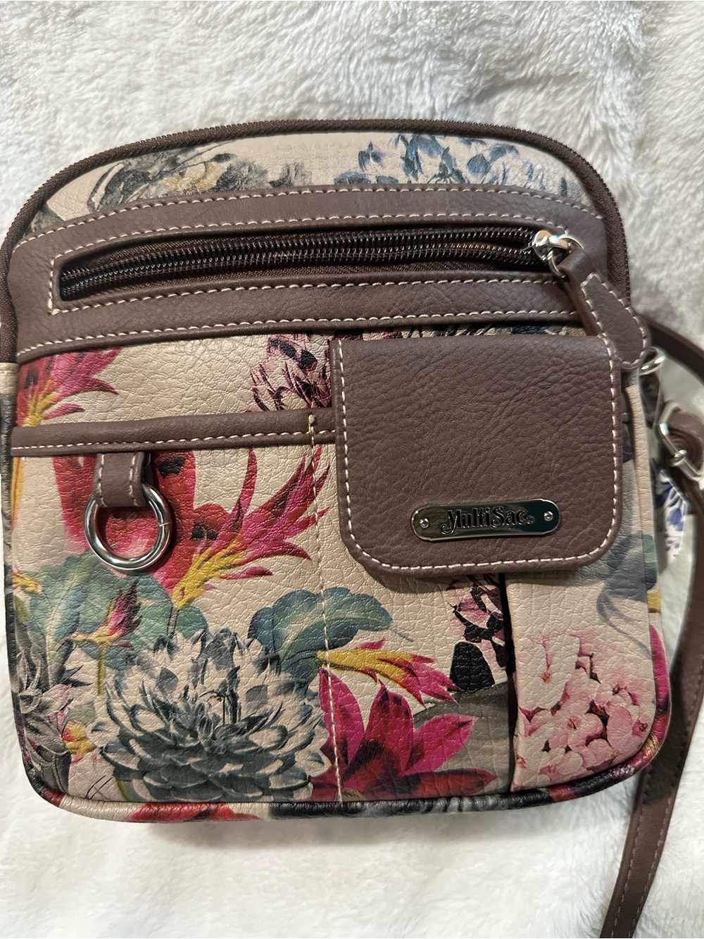 Multisac Floral Crossbody Bag in Brown and Multicolor - Picture 3 of 8